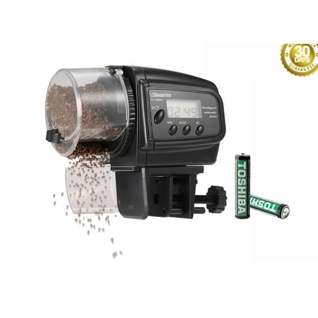 Automatic Fish Food Feeder Reactionnx Digital Automatic Fish Feeder, Automatic Fish Feeder Battery Operated Aquarium Tank Auto Fish Food Feeder Timer Dispenser for Small Fish,Tropical Fish, Gold Fish with Batteries ()