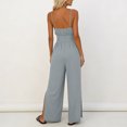 thumbnail image 4 of Cutuoiiu Casual Women Solid V Neck Spaghetti Strap Jumpsuit with Side Slit Wide Leg Long Pants for Daily Wear Gifts, 4 of 6
