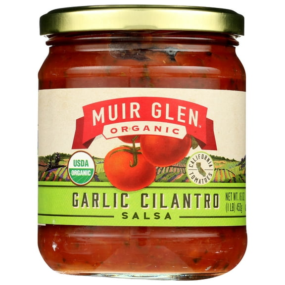 Pack of 12, Muir Glen Garlic Cilantro Salsa, 16 oz