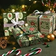 thumbnail image 3 of AUR Christmas Floral Wrapping Paper 6 Sheets for Girls Women, Vintage Red & Green Poinsettia Design, Folded Flat for Holiday Party 19.7" x 27.5" Per Sheet, 3 of 17