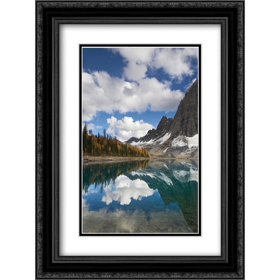 Floe Lake Reflection I 2x Matted 18x24 Black Ornate Framed Art Print by Majcrowicz, Alan