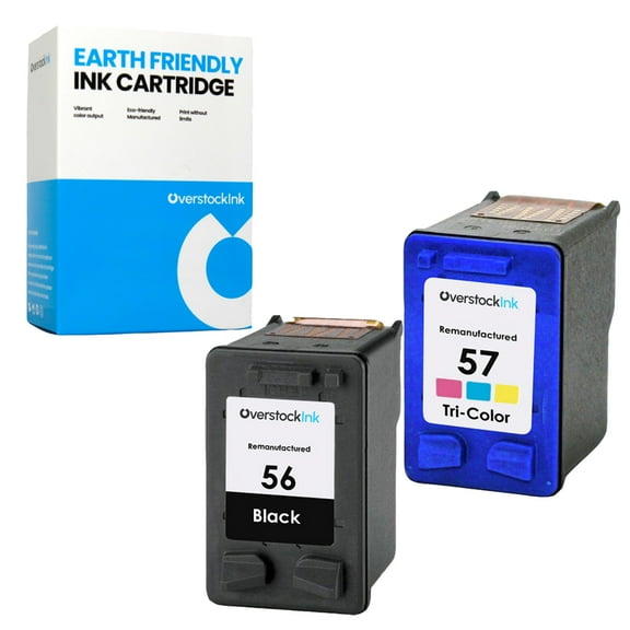 OverstockInk 56 57 Ink Cartridges Compatible for HP 56 57 for DeskJet 9680 (1 Black, 1 Tri-color)