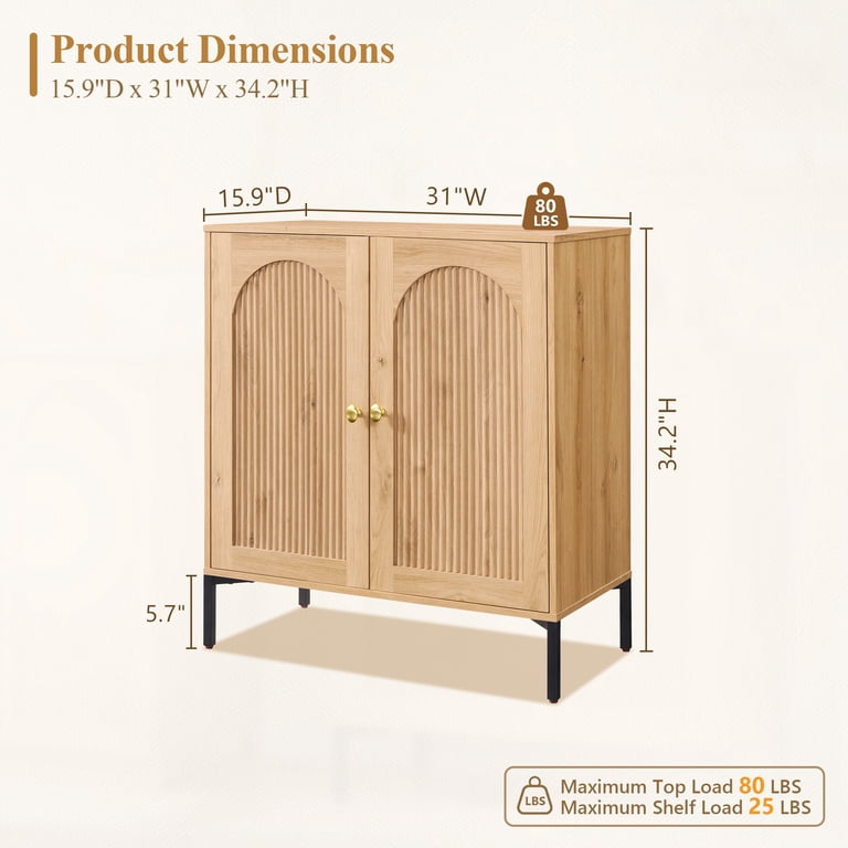 Aitjunz 31" Arched Storage Cabinet with Adjustable Shelf photo 6