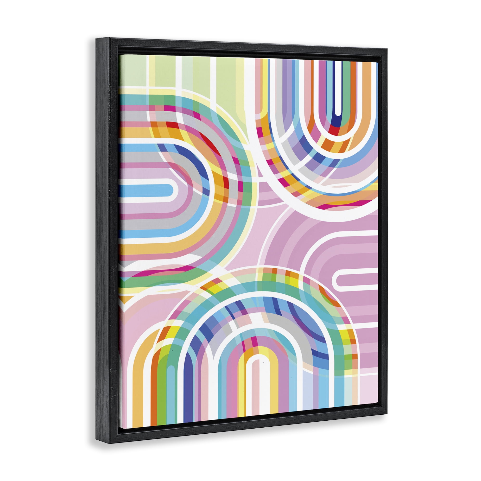 Stupell Industries Bright Playful Rainbow Arches Black Framed Floater Canvas Wall Art, design by Amber Sterling
