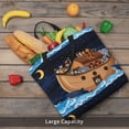 thumbnail image 6 of Disketp Ocean Scene with Noah's Ark Canvas Tote Bag,Women Shoulder Bag Crossbody Handbag with Zipper Closure, 6 of 8