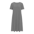 thumbnail image 6 of Patlollav Womens Summer Fashion Solid Color Pocket Short Sleeve V-Neck Dress, 6 of 6