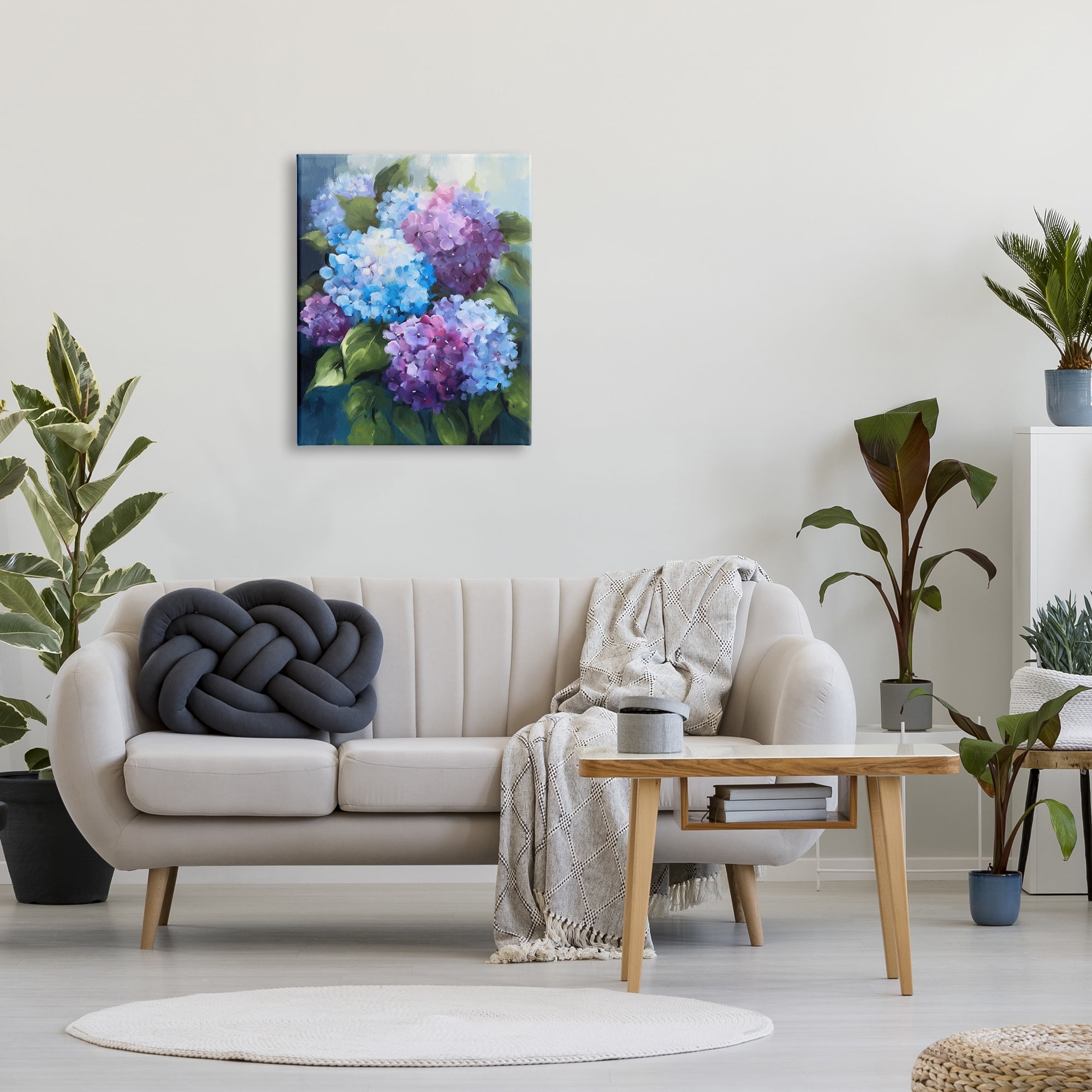 Stupell Industries Blue & Purple Hydrangeas Botanical & Floral Painting Gallery Wrapped Canvas Print Wall Art, 24 x 30