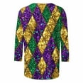 thumbnail image 5 of Qulqfy Mardi Gras Outfit for Women Spring Carnival Plus Size 3/4 Sleeve Shirts Party Novelty Crew Neck Fall Tops Womens Blouses L, 5 of 5