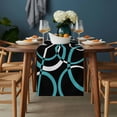 thumbnail image 2 of Turquoise Geometric Table Runner - 108 Inch Long, Kitchen Dining Table Runner Dresser Scarves, Modern Abstract Aesthetic Striped Art Farmhouse Decor for Coffee Tables Wedding Party Banquet, 2 of 8