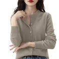 thumbnail image 2 of Pyhlmscde Women's Basic Crew Neck Long Sleeve Button Down Cardigan, Womens Tops, Womens Cardigan, Elegant Tops for Women, 2 of 5