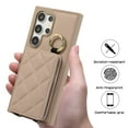 thumbnail image 2 of Back Case for Samsung Galaxy S24 Ultra, Stylish Slim Fit Card Holder Kickstand Finger Ring Crossbody Strap, PU Leather + TPU Durable Shockproof Protective Phone Case Cover for Women Girls - Khaki, 2 of 9