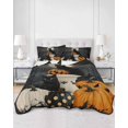 thumbnail image 3 of Halloween Queen Size Down Alternative Comforter, Lightweight Comforter Quilt Bedding Set with Pillow Shams Vintage Black Cat Pumpkin Moon Country All Seasons Bed Comforter Duvet Insert 90"x96", 3 of 7