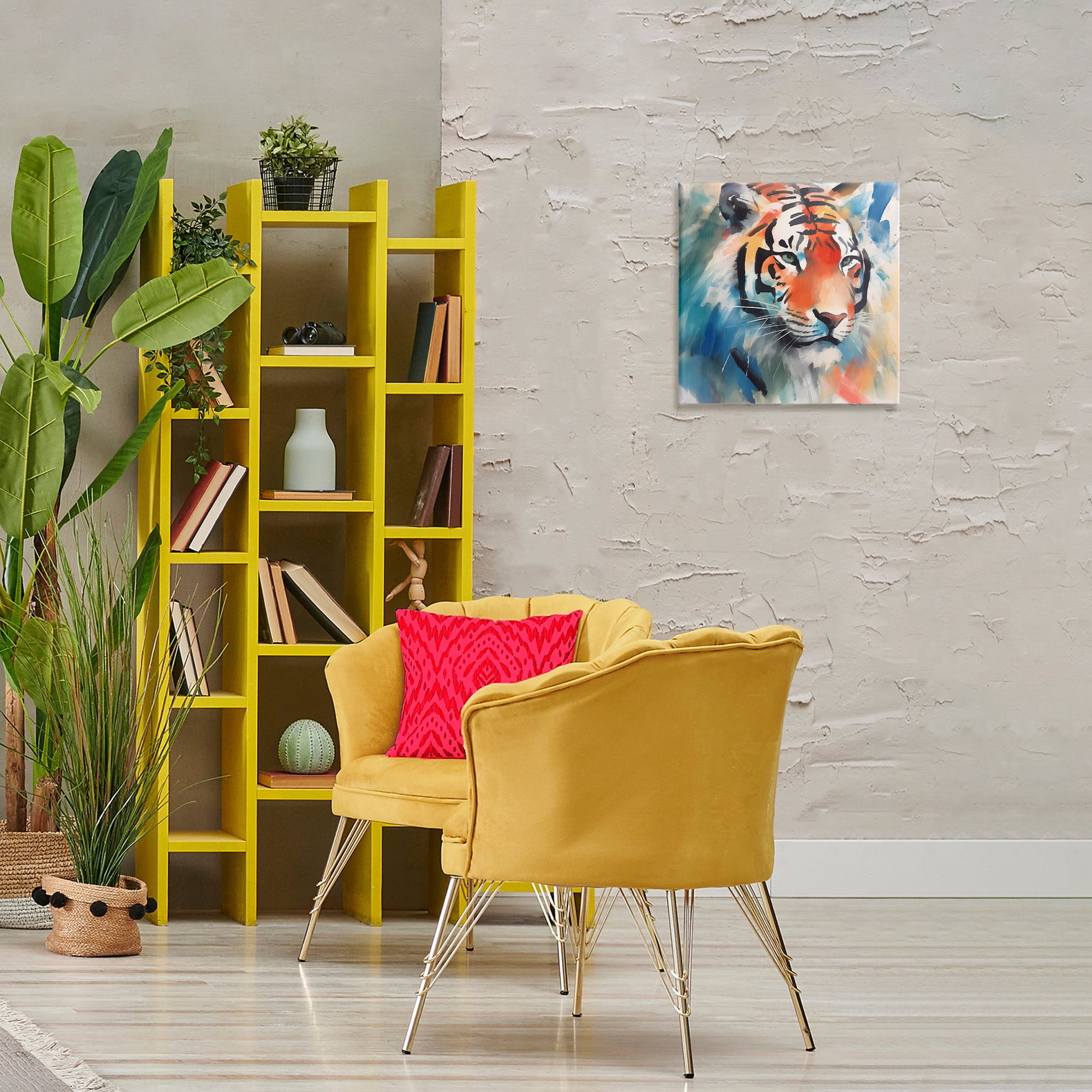 Stupell Industries Bold Modern tiger Animals & Insects Painting Gallery Wrapped Canvas Art Print Wall Art, 17 x 17