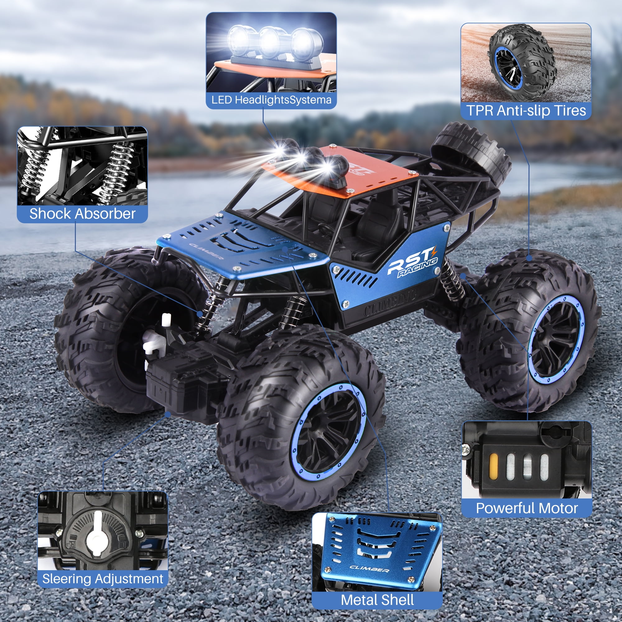 UUGEE Remote Control Cars Toys for Boys, RC Car 2.4GHz 1:18 High Speed Monster Truck, Vehicle Outdoor Toys Christmas Birthday Gifts for Kids