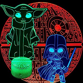 16 Color Change Decor Lamp Star Wars Toys and Gifts Baby Yoda//Darth Vader//Stormtrooper 3 Pattern 3D Illusion Star Wars Night Light for Kids