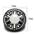 thumbnail image 2 of IP Light Black (IP Gun) Stainless Steel Ring with Synthetic Pearl in White for Women White Stone Color Style TK2771 Size 7, 2 of 4