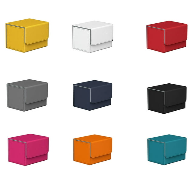 Ruiboury Étui de Transport pour Cartes de Jeu Anti-Rayures Collection en Cuir PU Coloré Conteneur Multifonctionnel Carré Protecteur École Orange