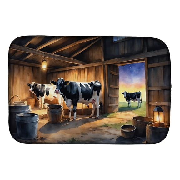 Carolines Treasures DAC7688DDM 21 x 14 in. Cows Evening Milking Time Dish Drying Mat