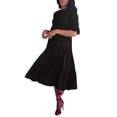 thumbnail image 2 of Txlixc, vestido Midi informal de verano para mujer, vestido fruncido de manga corta acampanado de Color sólido, vestido holgado de línea A a la moda Txlixc Moda, 2 of 6