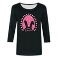 thumbnail image 4 of EQWLJWE Womens 3/4 Length Sleeve Tops Easter Shirts Casual Round Neck Loose Bunny Ear Eggs Graphic T-Shirt Summer Pullover Blouses for Beach Pool Short Trip(Black,S), 4 of 4