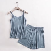 SwiftWear Women's Modal Pajama Set Soft Sleepwear & Loungewear, Loose-Fit Camisole and Shorts Comfort Pjs Blue