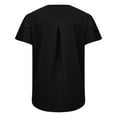 thumbnail image 4 of MIXUE Womens Summer Tops Solid Color V Neck Short Sleeve Pleated Fashion Casual Business Work T Shirts Daily-Wear,Black,S, 4 of 5