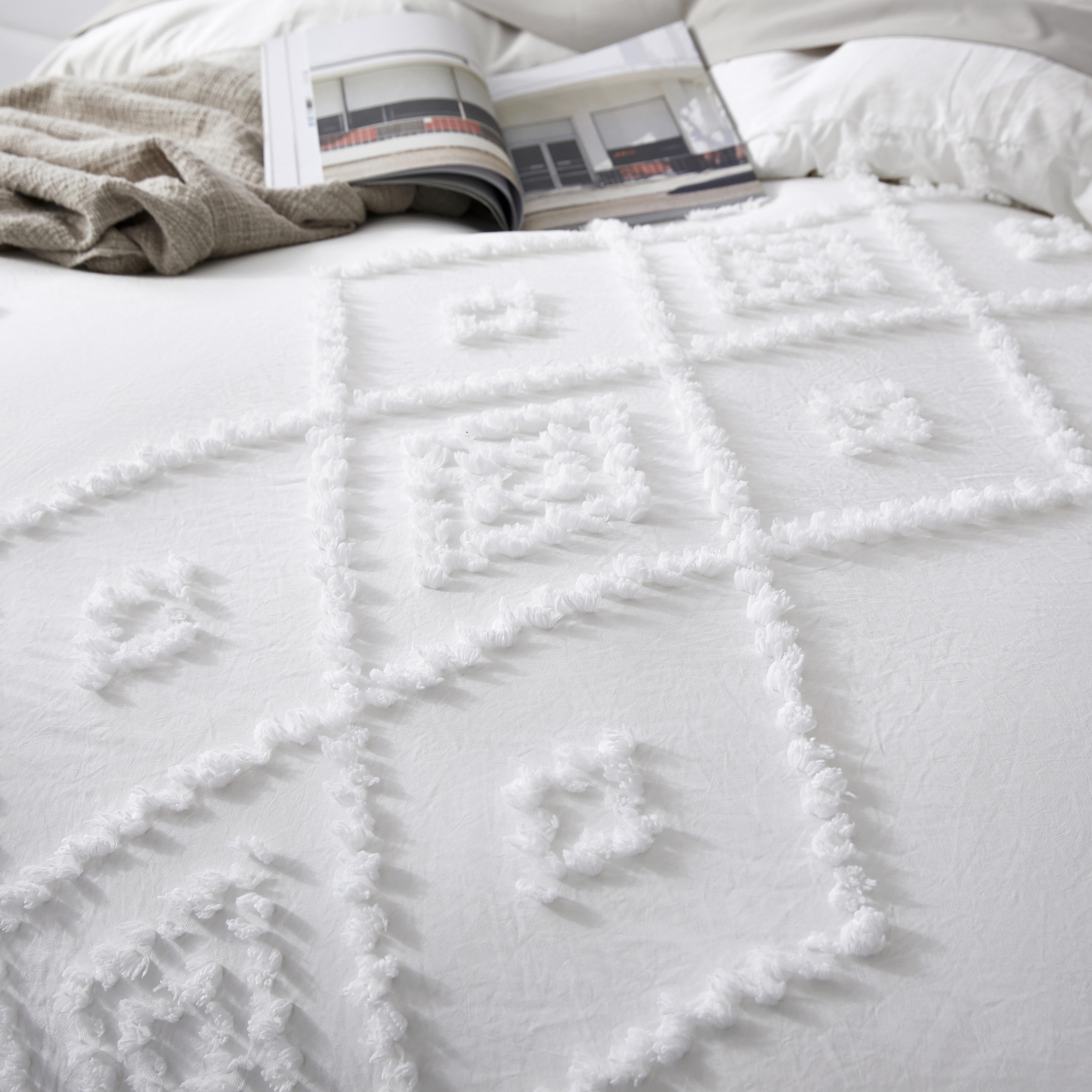 Twin Duvet Cover, Soft Bedding Set for All Seasons, Comforter Set, Boho Embroidery, Multi Colors & Sizes Available(White, 2 Pcs, 68"x 90")