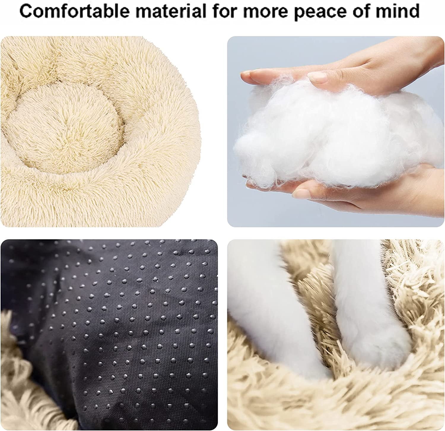 Nisrada Dog Bed & Cat Bed, Anti-Anxiety Puppy Bed Warming Cozy Round Soft Pet Bed, Machine Washable Calming Donut Bed