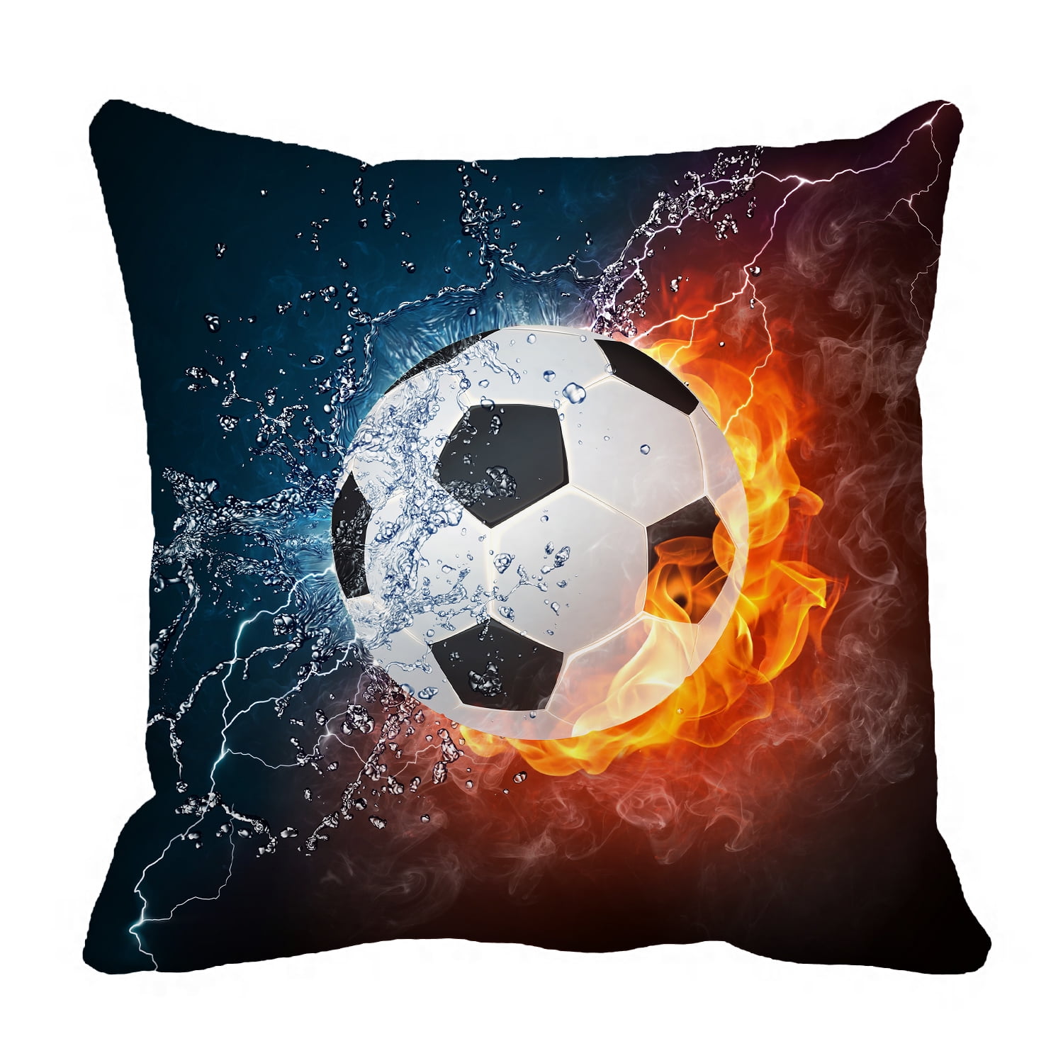 YKCG Fire and Water Soccer Ball Sports Pillowcase Pillow Cushion Case Cover Twin Sides 20x20