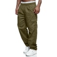 thumbnail image 2 of NinXxx Men's Versatile All Season Cargo Zipper Button Hem Solid Plus Size Outdoor Trousers Army Green XXXXL, 2 of 6