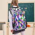 thumbnail image 7 of FORMRS Unisex School Backpack 17" Student Travel Bag with Laptop Compartment, Green Wavy Plaid, 7 of 7
