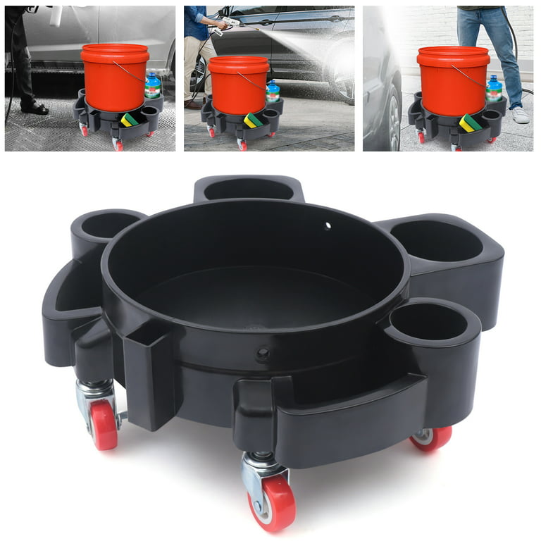 Oukaning Bucket Dolly Wash Professional bucket dolly with Wheel Casters  （Black） 