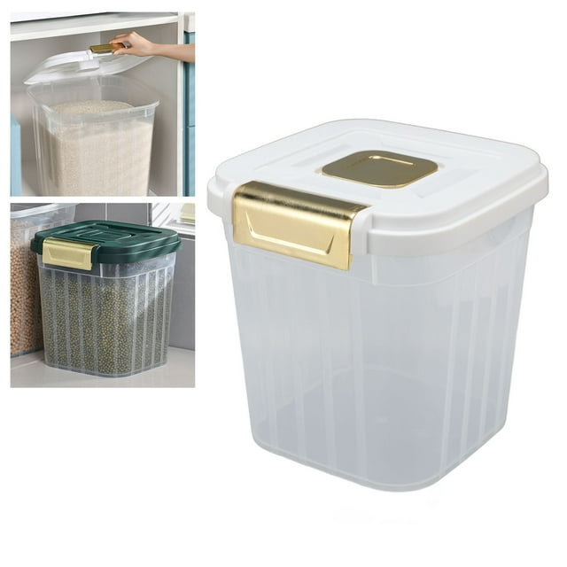 25 Liter 40 Lbs Rice Storage Container, Sealed Bin with Lid, , Pet Food Flour Grain, White, 2 Counts, PP Material, for Kitchen, Pantry Organization