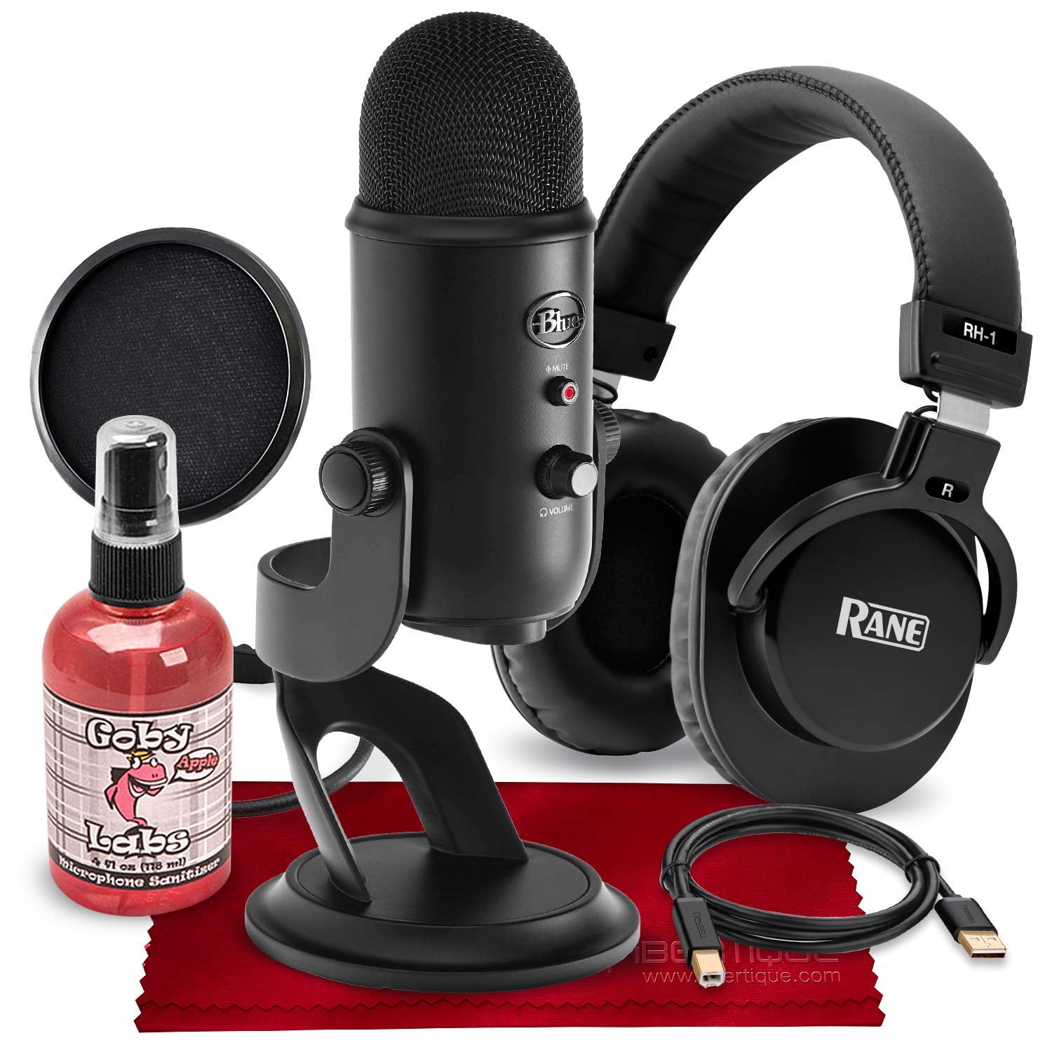 Blue Yeti Usb Microphone Blackout With Studio Monitoring Headphones And Pop Filter Deluxe Accessory Pack Walmart Com Walmart Com
