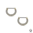 thumbnail image 1 of Nipple Rings Clickers Ion Plated 16ga or 14ga with Double Paved Crystals 1 Pair, 1 of 7