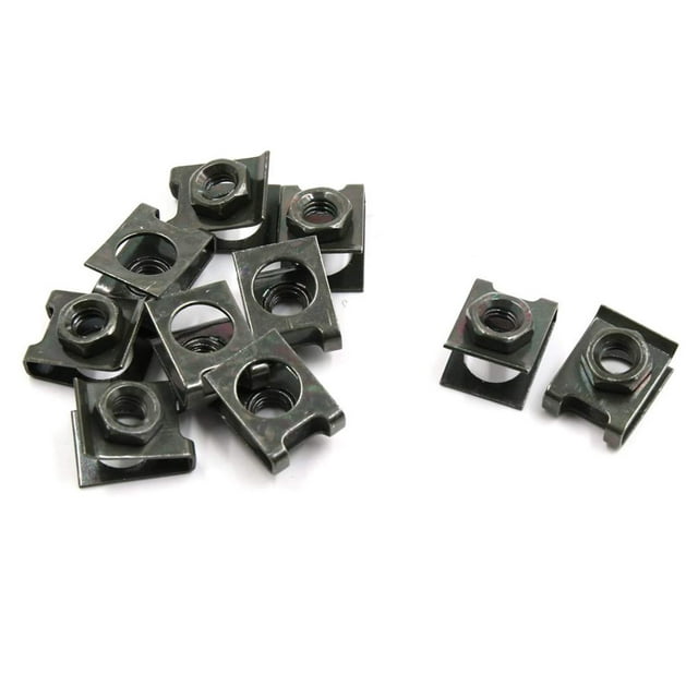 AUTUT 10 Pcs Car U-Type Screw Base Fastener Clips, License Plate Screw Base Nut Mounting Clip Rivets for Engine Fender Bumper Guard Plate, M6 Screw Hole