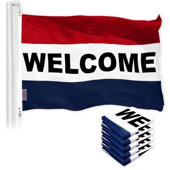 Welcome Sign Business Flag 3x5FT 5-Pack Printed 150D Polyester By G128