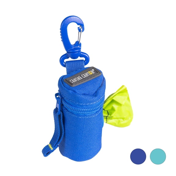 Canine Canyon Bailey Dog Waste Bag Dispenser, Bright Blue | Leak-Proof Holder with Clip for Leash or Belt