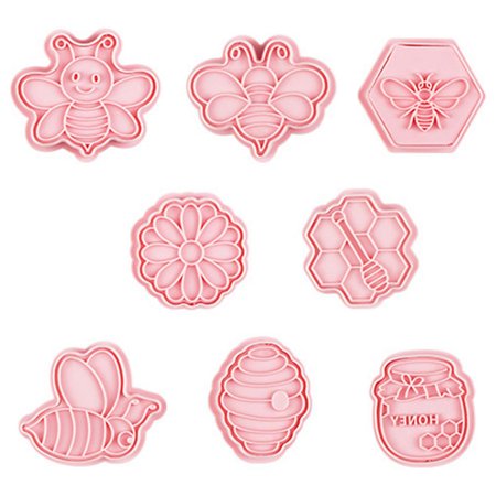 

Leking Cookie Plunger Cutter Pastry Cutter Bee-shaped Pastry Cutter Cookie Cutters Molds for Baking 3D Cookie Cutter Set Of 8 Cookie Decorating Kit Pancake Mold for Kitchen and Baking DIY sweet