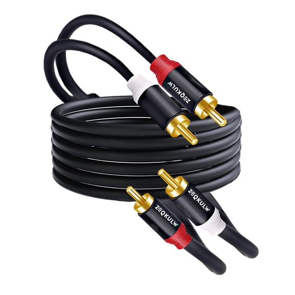 ZEQKULW 2RCA Audio Cable 50 ft 2RCA Male to 2RCA Male Stereo Dual RCA Cables Shielded Gold-Plated 2 RCA Subwoofer/Speaker Cable for car Audio Video Cord, Hi-Fi Systems or Home Theate HDTV
