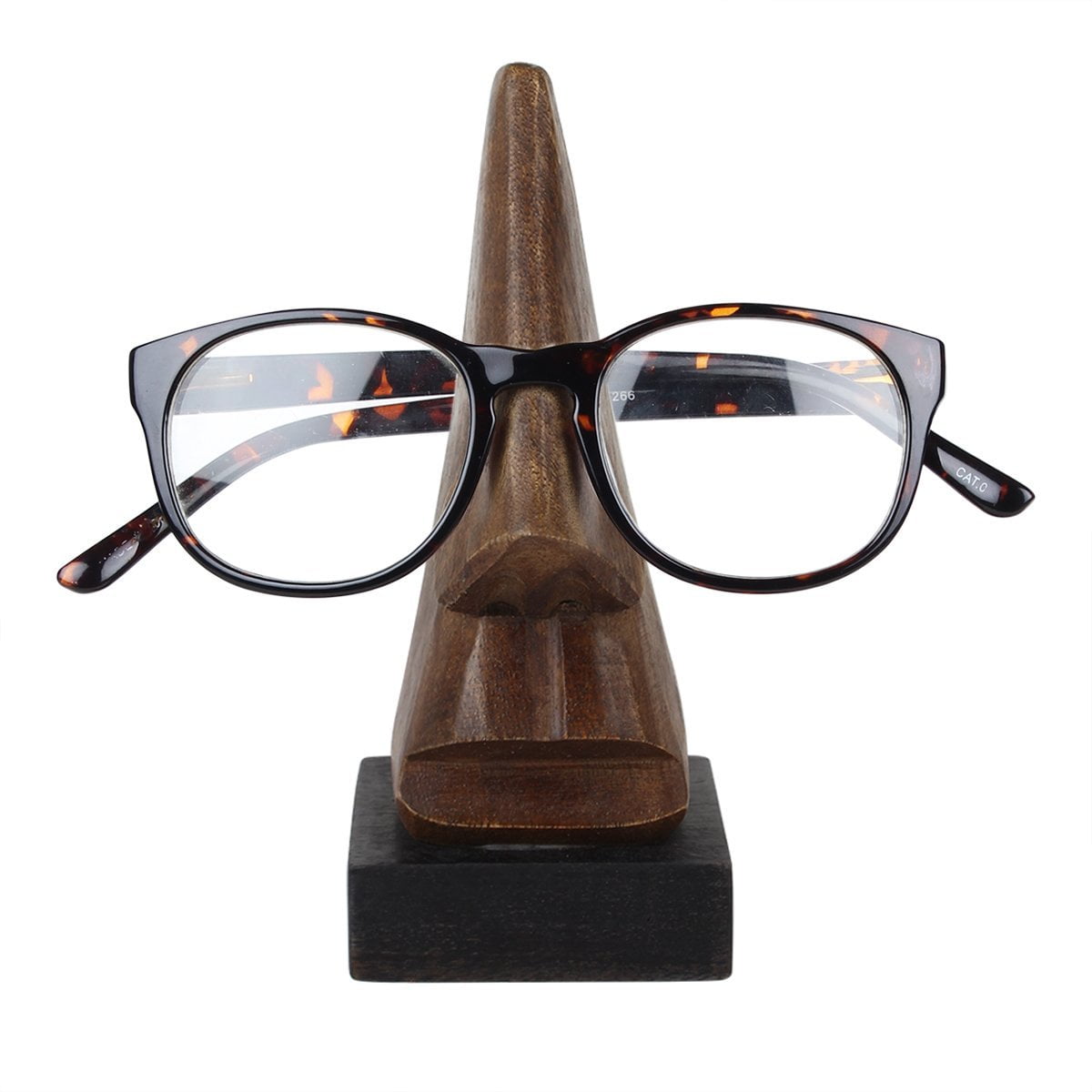 Wooden Nose Shaped Eyeglass Holder Spec Stand (Brown & Black Collection
