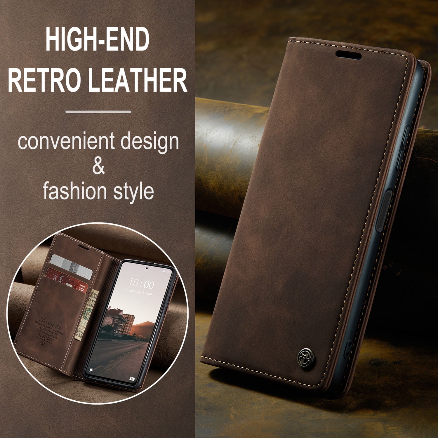 ETFAST Leather Wallet With Card Holder Zipper Phone Case For Xiaomi Poco X5 Pro High Quality Leather Phone Case