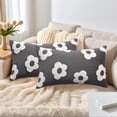 thumbnail image 2 of Unique Bargains Pack of 2 Floral Decorative Throw Pillow Covers for Home 20" x 12" Grey, 2 of 7