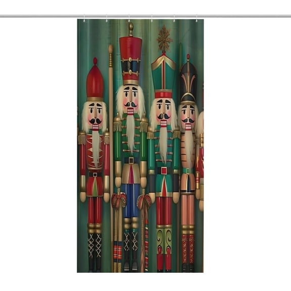 RKSupls Waterproof Shower Curtain, Folk Art Nutcrackers Green Polyester Shower Curtain with Hooks for Chic Elegant Home Bathtub Bathroom Decor Washable