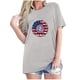 thumbnail image 1 of Tops Cortos para Mujeres Bandera de Moda Impresa Cuello Redondo, Camiseta de Manga 3/4 para Uso Diario, Casero Y Cómodo, 1 of 4