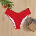 thumbnail image 3 of Women's V Cut High Waist Bikini Bottoms - Ribbed High Cut Swimwear with Medium Coverage - Nylon Spandex - S-XL, 3 of 6