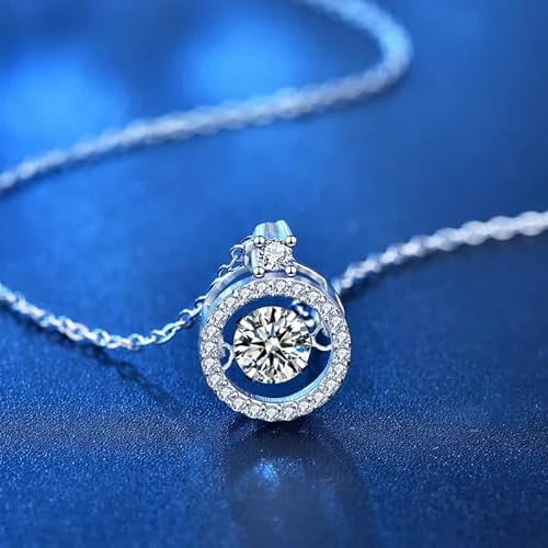 0.50CT 5mm Moissanite Pendant Necklace, 925 Sterling Silver, Round Cut, D Color, VVS1 Clarity With GRA Certificate