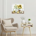 thumbnail image 3 of Rustic Sunflower Wall Art Yellow Floral and Green Plant Leaf in Vase Canvas Wall Art Farmhouse Botanical Elegant Framed Wall Art for Living Room Bedroom Bathroom Home Decor Ready to Hang,12x12 Inches, 3 of 7