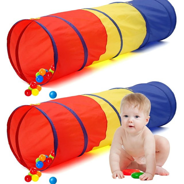 OUSITAID Tunnel pour Bébé de 150 Pouces, Lot de 2, Tunnel de Rampement pour Enfants, Tunnel de Jeu de 6 Pieds, Tunnel de Jeu Coloré, Tube de Rampement, Tente de Jeu, Tunnel pour Enfants Intérieur Extérieur, Jouets Tunnel, Tunnel d'Escalade à Verrouillage Torsadé pour Tout-Petit