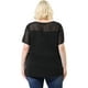 thumbnail image 5 of Plus Size Blouse for Women's Top T Shirt Contrast Panel Dots Summer Short Sleeve Blouse Black 1X, 5 of 7